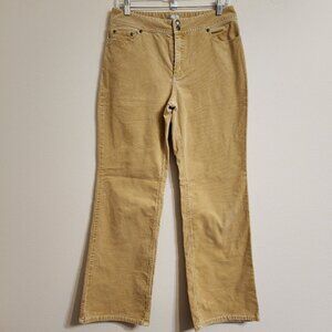 Chico's Bootcut Pants Corduray Women Sz 1.5/10 Beige Boho Retro Festival